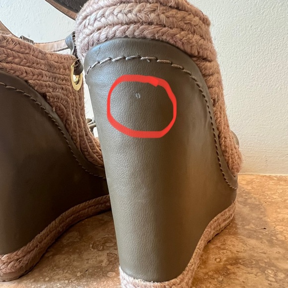 H by Halston green leather espadrille wedges • size 7.5 - Picture 6 of 7